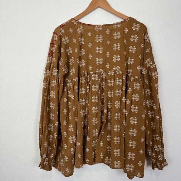 Oh my Stars my Layerz Clothing Ellie Mae Brown Embroidered Top Women's Size XL - Picture 3 of 8
